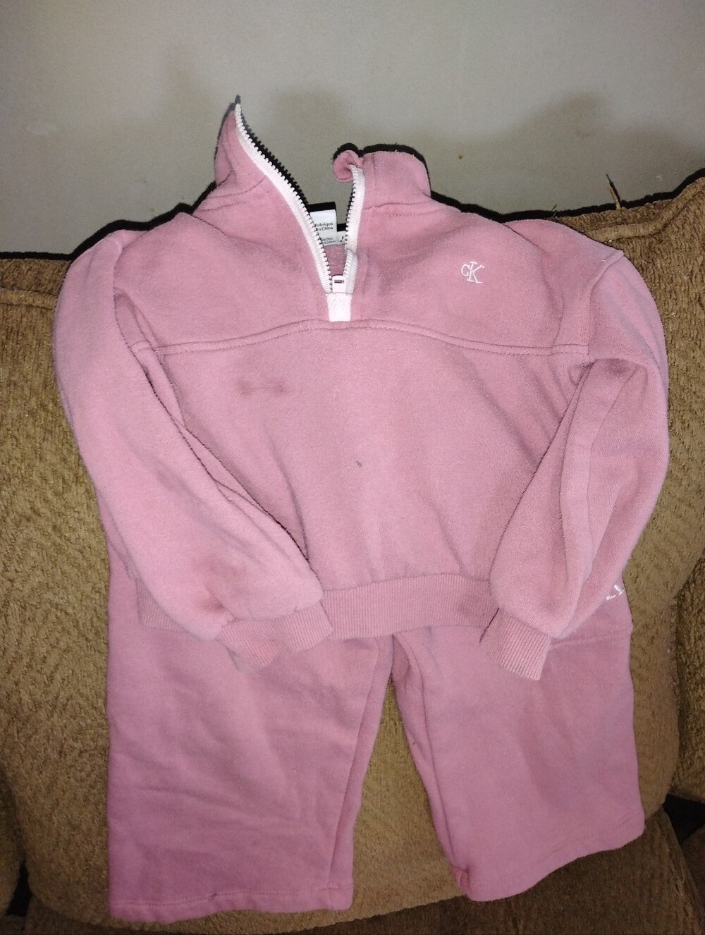 Toddler Calvin Klein Rose Pink Matching Fleece Crop Hoodie & Track Pants Set